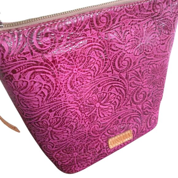 Consuela mena wedge purse fuchsia tooled leather bag Pink Crossbody - Picture 8 of 14